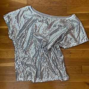 Silver sequin off the shoulder top